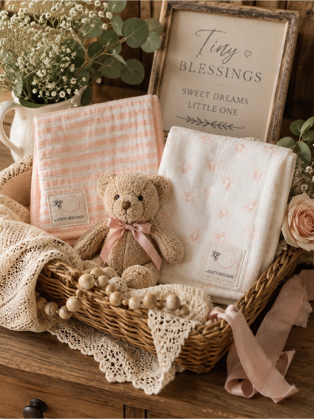 4 NWOT Baby Burp Cloths Bundle - Burt's Bees Baby Organic & Cloud Island